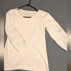 Talbots White Lace Sleeve Women's Top